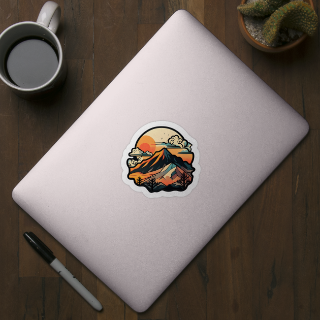 Sunset Mountain Sticker #1 by Walford-Designs